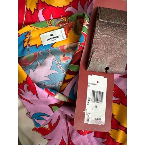 ETRO MULTI-COLOURED PAISLEY PRINT SILK SHIRT US 6 $1150 - Picture 10 of 10